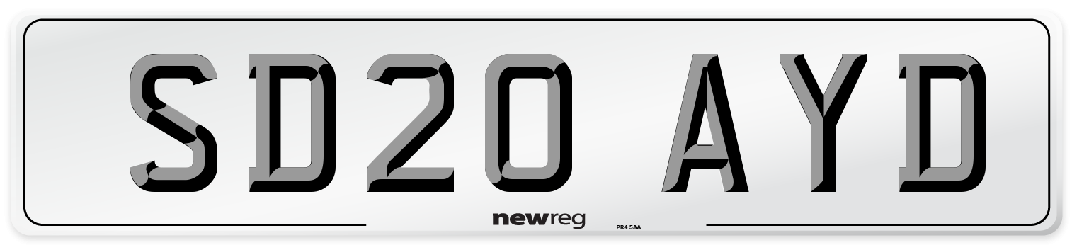 SD20 AYD Number Plate from New Reg